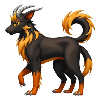 Long-curved-horned Manectric-Houndoom-Luxray-Bobcat-Fakémon-fusion-animal-creature, full body  sticker