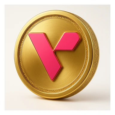 Add a subtle engraved pattern around the edge of the gold token, keep the logo and style the same. sticker