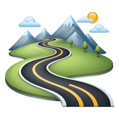 Clean roadmap icon emoji with curved path and milestones, modern corporate style sticker