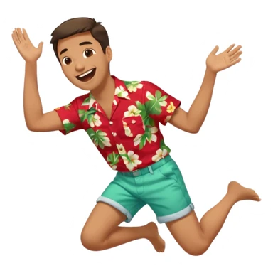 laughing guy in summer attire  falling down .side angle sticker