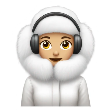 Girl in white big fluffy fur ear muffs sticker