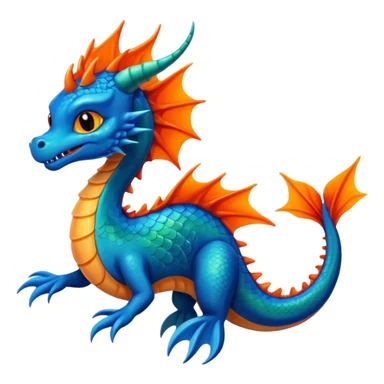 Blue and green sea Dragon with a firey orange tom cat sticker