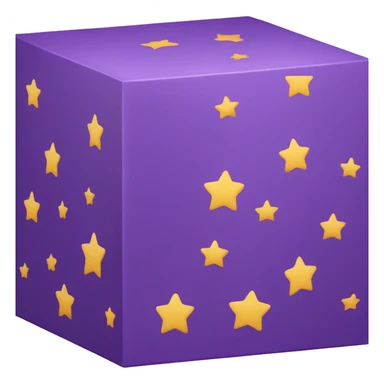 purple box with stars sticker