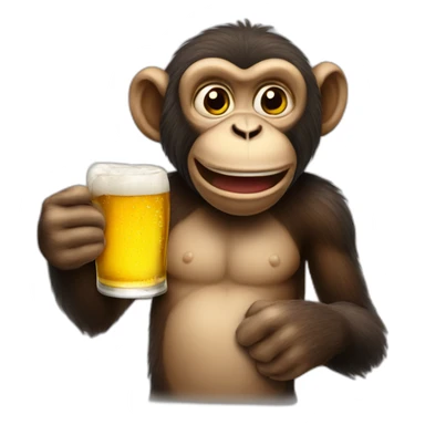 The monkey is holding a glass of beer in his hands sticker