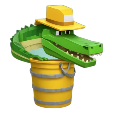 Crocodil with a minecraft bucket sticker