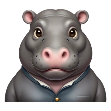 Cinematic Noble Hippo Portrait Emoji, Poised and regal, with a massive, robust build and a smooth, well-groomed slate-gray hide, deep-set soulful eyes, Simplified yet sharp and sophisticated features, highly detailed, glowing with a soft, dignified glow, high shine, intelligent and calm, stylized with an air of riverine majesty, focused and attentive, soft glowing outline, capturing the essence of a watchful and confident water-dweller, so majestic it feels as though it could lumber out of the screen with effortless authority! sticker