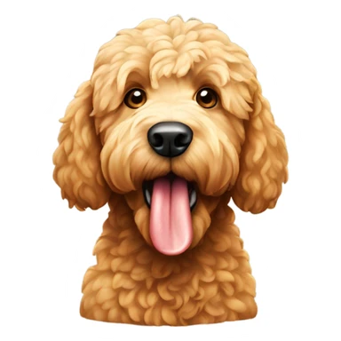 golden doodle with a steak in his mouth sticker
