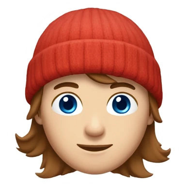 male brown hair, blue eyes, wearing red beanie  sticker