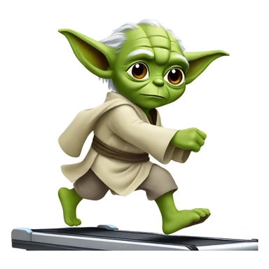 Yoda running on treadmill sticker