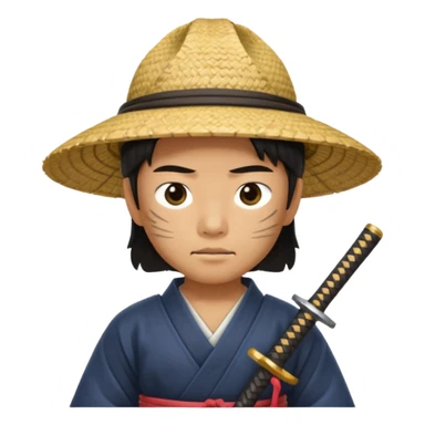 Samurai with straw hat sticker