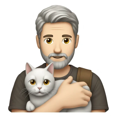 Bearded white man with gray cat sticker