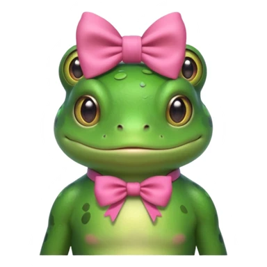 charming frog with pink bow, bust up sticker