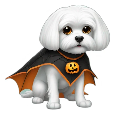 maltese in spider halloween costume sit sticker