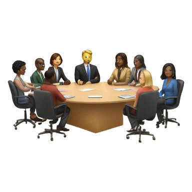 mix of races and genders board meeting sticker