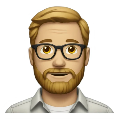 White man with glasses and beard wearing button up shirt sticker