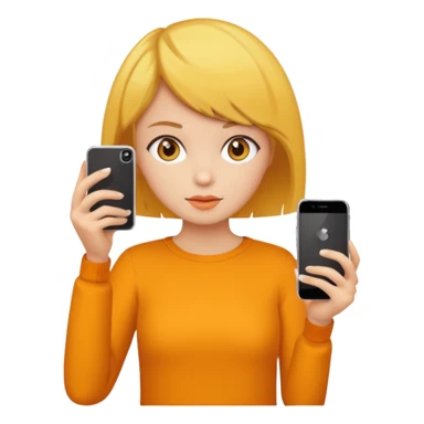 orange girlA brownish-yellow girl with short hair is taking a photo with her iPhone. sticker