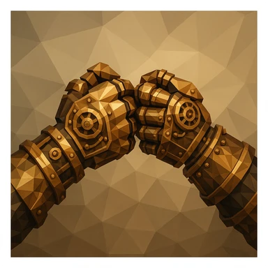 brass and copper steampunk gloves in a fist bump, Victorian era mechanical design, intricate details sticker