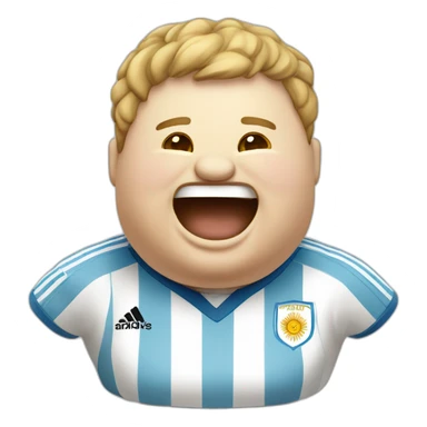 Laughing Tears white man. Obese. argentina soccer uniform. sticker