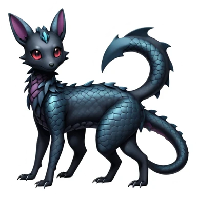 Shiny Dark Cute Majestic Sophisticated Modern Gothic Gloomy Futuristic Scaly Cyber-Salandit-Umbreon-Delcatty-Hybrid (Full body) sticker