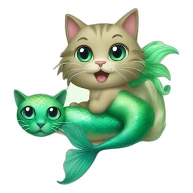 Cat with mermaid sticker
