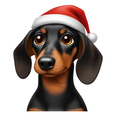 Black and brown dachshund in a Santa hat sticker