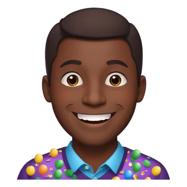 Emoji de un hombre feliz de festejo solo cabeza morocho y con confeti  sticker