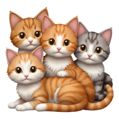 6 tiny kittens cuddling together all different colours, the first one is grey and white, the second is ginger and white and the third is brown tabby and white sticker