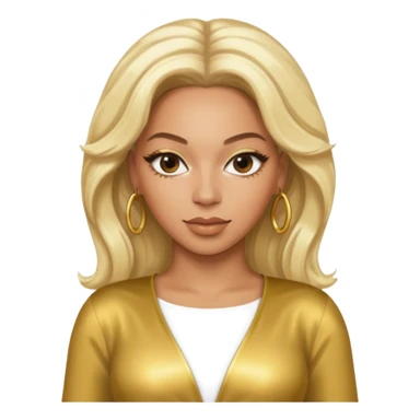 Beyonce platinum blonde hair, gold outfit sticker