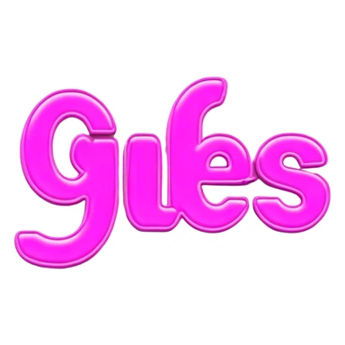 Pink neon sign with the word Giles sticker