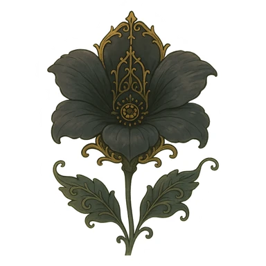 gothic flower, dark petals, ornate details, elegant, whimsical, soft lighting sticker