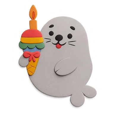 Remove all confetti from the image. Make the ice cream look more colorful and add a tiny ribbon to it, keeping the paper-craft style and color palette. sticker