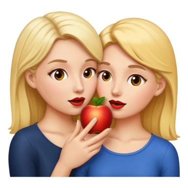 two women, one whispering to the other, apple emoji style sticker