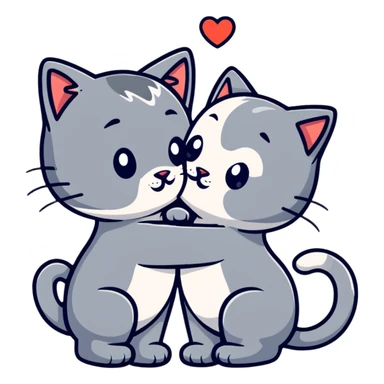 Cat kissing sticker