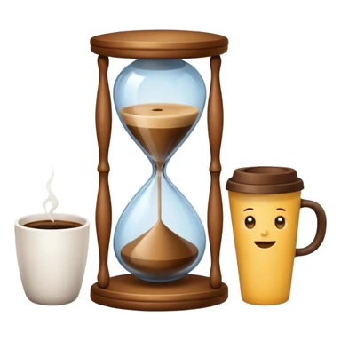 hourglass next to a coffee cup sticker