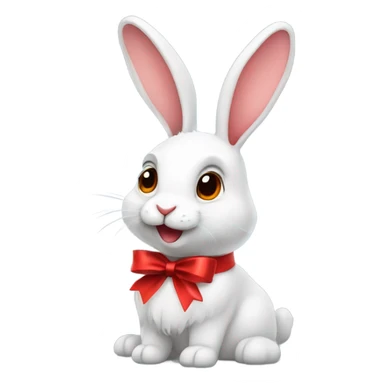 Rabbit with a red ribbon sticker