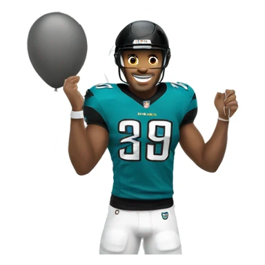 Jacksonville jaguars light skin man emoji holding balloons wearing a jaguars jersey and helmet sticker