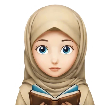Turkish blonde diamond design Hijabi girl with blue eyes and beautiful finish reading quran sticker