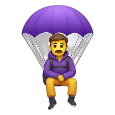 sad man in purple parachute sticker