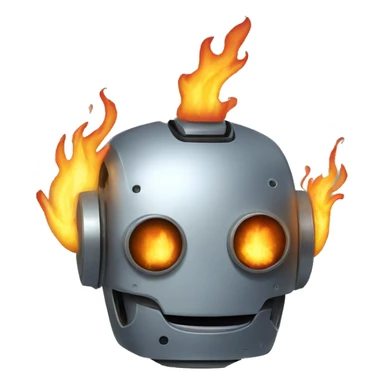 robots burning sticker