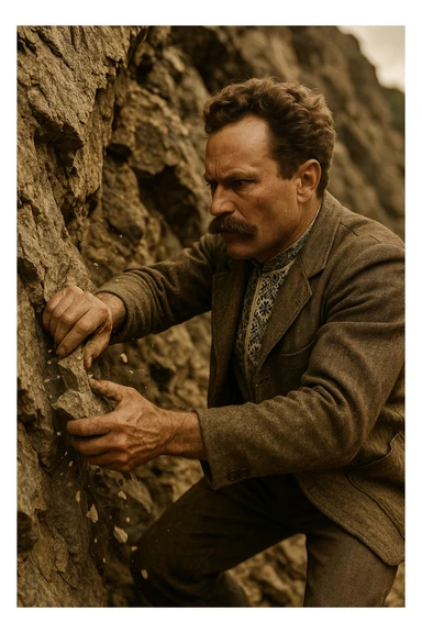 a man flakes off the rock face sticker