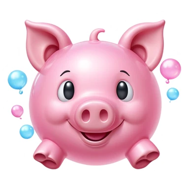 smiley face flying pig made of bubble gum sticker