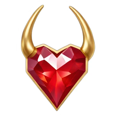 Red heart diamond with gold horns sticker