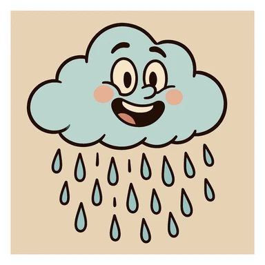 A happy cloud raining sticker
