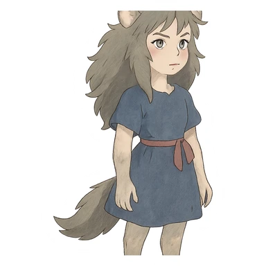 ghibli style werewolf girl sticker