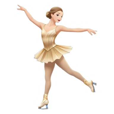 An icon featuring a graceful figure skater in an elegant pose, gliding across the ice at Madison Square Garden. Spotlights shine down, illuminating the sparkling ice and a cheering audience. The background showcases the grand arena's architecture. Transparent background. sticker