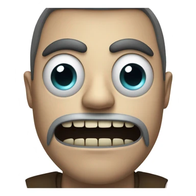 scary man with large teeth and bright scary eyes sticker