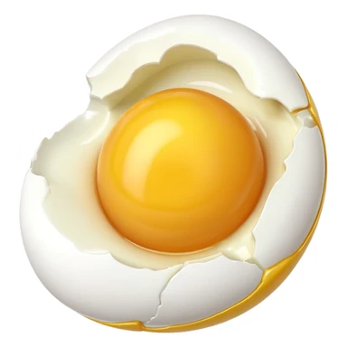 egg object icon, cracked egg with yolk, 3D cartoon, mobile game icon style, clean background, no text, no watermark
 sticker