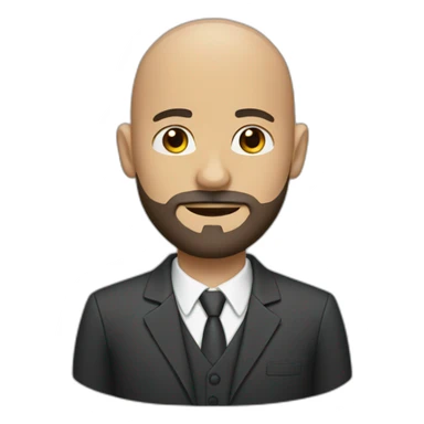 bald man with beard and brown eyes wearing a suit  sticker