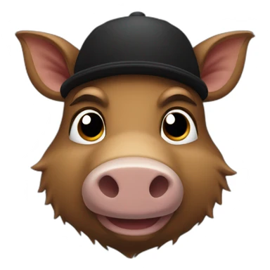 Full face boar with stubble in a black winter hat sticker