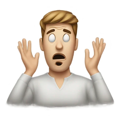 person with hands around their neck looking exasperated  sticker